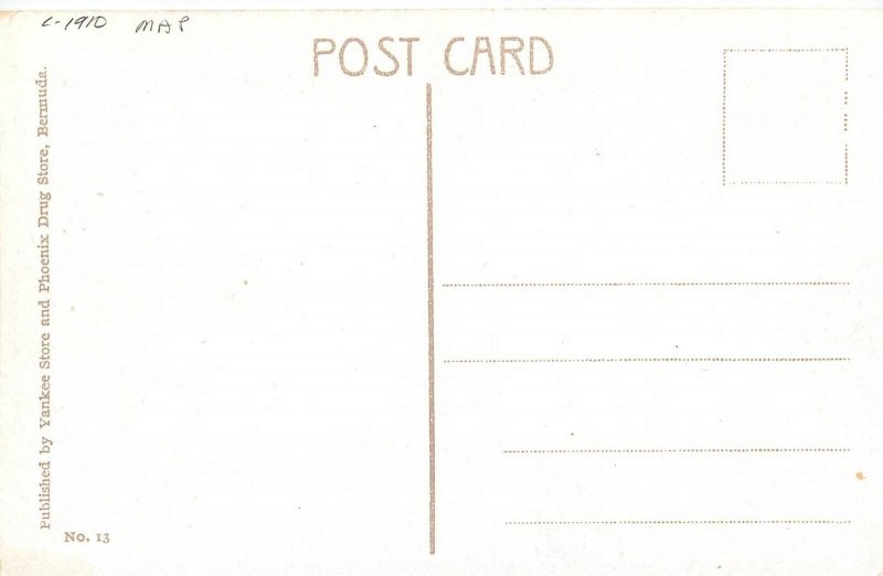 C-1910 Bermudas map attraction Yankee Store Phoenix Drug Store Postcard 24-7681