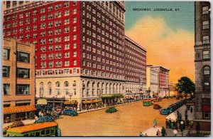1943 Broadway Louisville Kentucky High-Rise Building Street View Posted Postcard