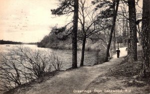 New Jersey Lakewood Greetings Showing Lake Scene 1907 Rotograph