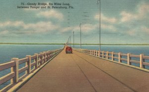 Vintage Postcard 1957 Gandy 6 mile Bridge Between Tampa & St. Petersburg Florida