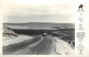 1940s Mono California Lake US Highway 3 Flags 395 Frasher Postcard RPPC 24-12242
