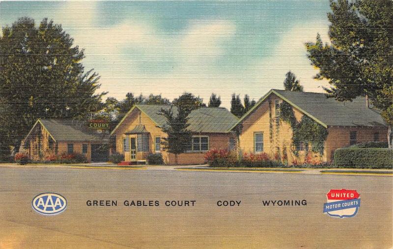 Cody Wyoming 1940s Postcard Green Gables Court Motel