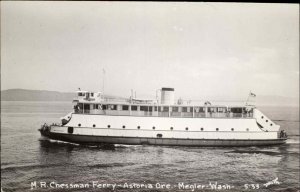 MR Chessman Ferry Boat Astoria OR to Megler Washington WA Real Photo Postcard