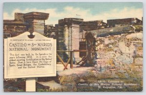 Linen~Castillo De San Marcos Natl Monument~St Augustine FL~PM 1950~Vintage PC