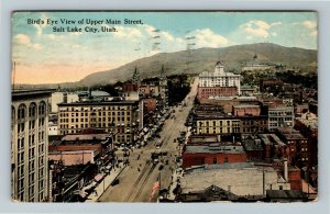 Salt Lake City UT- Utah, Aerial View of Upper Main Street Vintage c1915 Postcard 