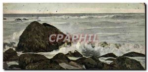 Old Postcard Waves crashing on the rocks