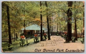 Evansville Indiana~Pavilion & Path In Oak Summit Park~Vintage Postcard