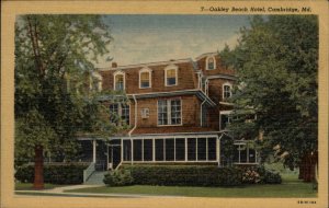 Cambridge Maryland MD Oakley Beach Hotel Linen Vintage Postcard