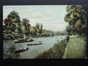 London TWICKENHAM Eel Pie Island showing Paddle Steamer c1906 Postcard