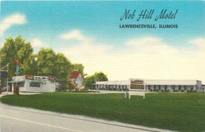 Postcard 1940s Lawrenceville Illinois Nob Hill Motel Coca Cola  24-7162