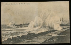 Colombo Breakwater (S.W. Monsoon). Ceylon. Sri Lanka. 1907 Glasgow cancel