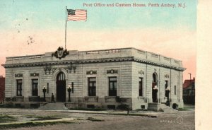 Vintage Postcard 1908 View of Post Office and Custom House Perth Amboy N.J.