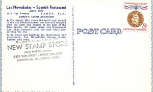 YBOR CITY, FL Florida    LAS NOVEDADES SPANISH Restaurant  c1940s Linen Postcard