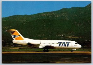 Airplane Postcard TAT European Airlines Airways Fokker F-28 2000 F-GDUV GC35