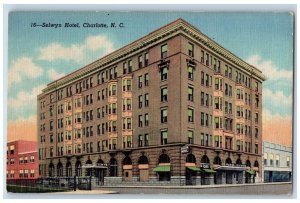 Charlotte North Carolina NC Postcard Selwyn Hotel Building Exterior 1940 Vintage