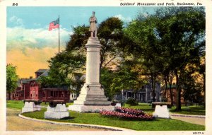 Rochester, Pennsylvania - The Soldiers' Monument and Park - c1920