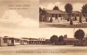 H27/ Gallup New Mexico Postcard 1951 Log Cabin Lodge Roadside Route 66