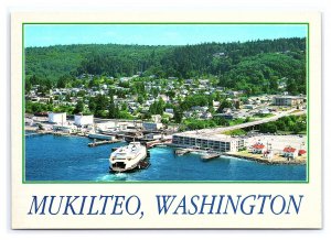 Mukilteo Washington Postcard Continental Aerial View Card