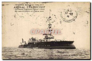 Postcard Old War Admiral Boat Trehouart Breastplate French Guard sea surveill...