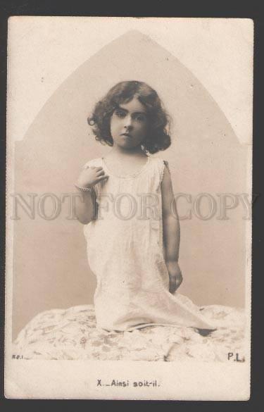 107504 Charming Girl in NIGHTY w/ LONG HAIR Vintage PHOTO PC