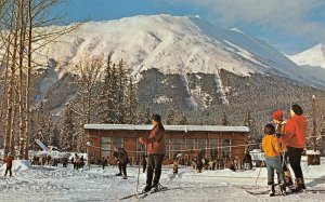 MT. ALYESKA Alaska Skiing Novice Ski Slopes Lodge c1950s Vintage Postcard