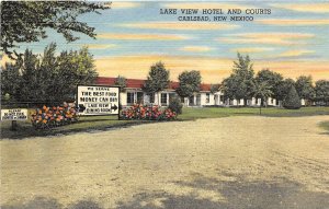 Carlsbad New Mexico 1940s Postcard Lake View Hotel & Courts