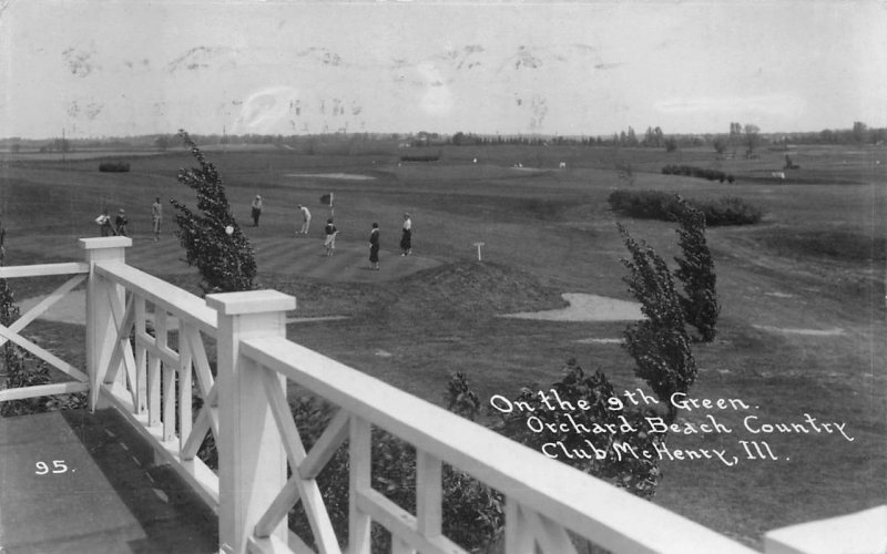 RPPC ORCHARD BEACH COUNTRY CLUB GOLF MCHENRY ILLINOIS REAL PHOTO POSTCARD 1933