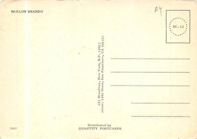 Marlon Brando View Postcard Backing 