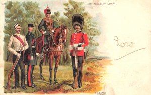 1904 British Artillery Comp y, Soldiers Signed F. O. Beirme, Postcard