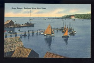 Chatham, Massachusetts/MA Postcard, Stage Harbor, Sailboats, Cape Cod