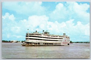New Orleans Louisiana~Ship SS President on Mississippi River~1950s Postcard