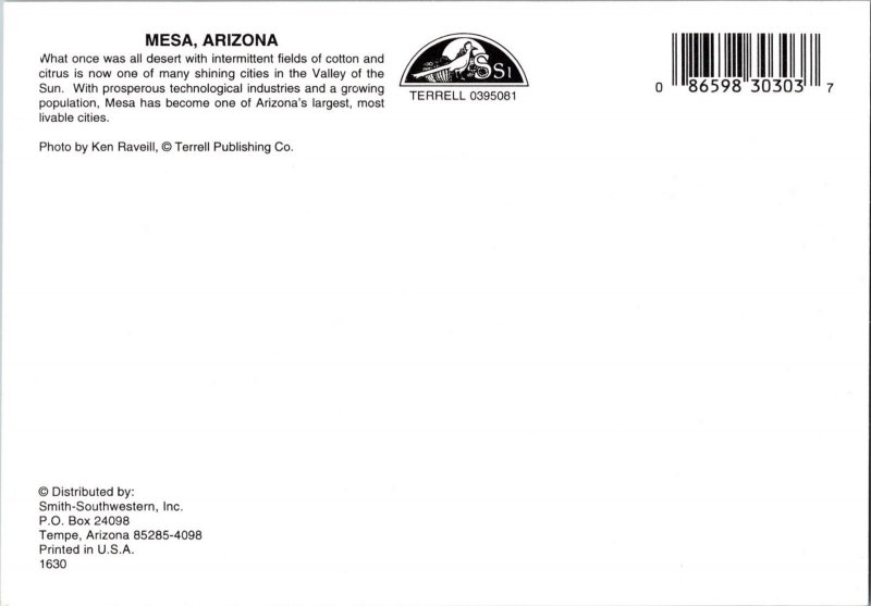 Continental Postcard Mesa, Arizona Aerial View CE16
