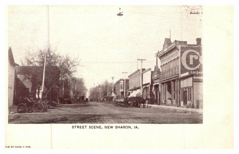 Iowa New Sharon , Street scene , wagons and buggies 