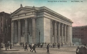 Vintage Postcard 1908 Savings Bank Of Baltimore Historic Landmark Maryland MD