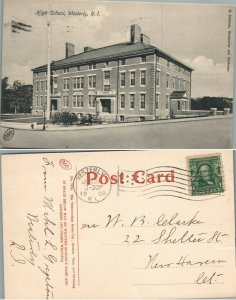 HIGH SCHOOL WESTERLY R.I. 1908 ANTIQUE POSTCARD