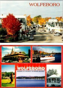 2~4X6 Postcards Wolfeboro, NH New Hampshire STREET SCENE~Hall's Pharmacy & CITY