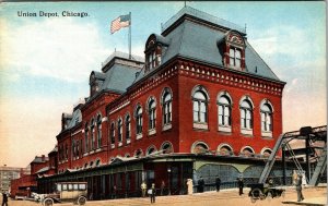 Union Railroad Train Depot Chicago Ill. VTG Postcard c. 1920's Canal Adams Stree