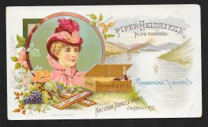 VICTORIAN TRADE CARD Piper Heidsieck Champagne Plug Tobacco Fancy Lady Grapes