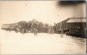 Train Wreck, Wabash Railroad NOKO Stamp Box Pre 1930 Vintage Postcard L31