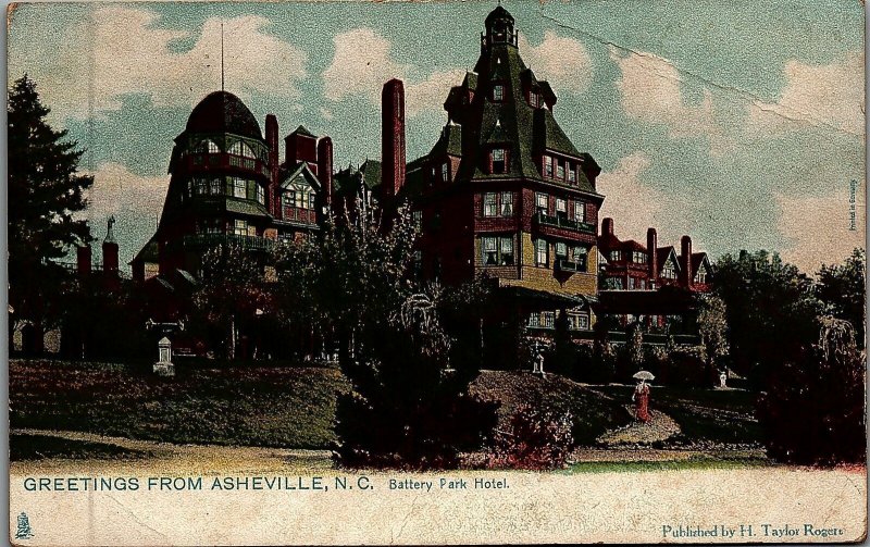 c1900 ASHEVILLE NC ORIGINAL BATTERY PARK HOTEL RAPHAEL TUCK 2077 POSTCARD 25-68 