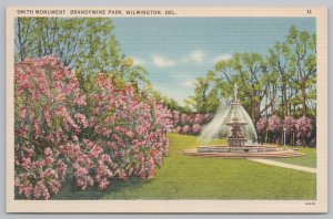 Linen~Smith Monument @ Brandywine Park~Fountain~Wilmington Delaware~Vintage PC
