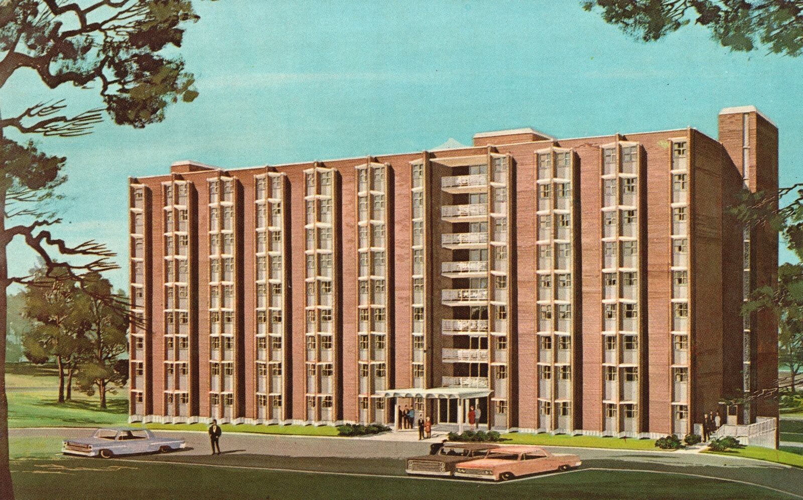 Vintage Postcard View of Alonzo C. Hall Towers Greensboro North
