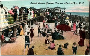 Fourth Avenue Bathing Grounds, Asbury Park NJ c1911 Vintage Postcard S28