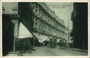 Valparaiso Chile Hotel Royal Street Scene Early Truck Vintage Postcard