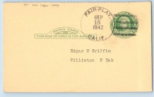 DPO (1886-1944) Fairl Play California CA Postcard Edgar M Griffin Williston ND