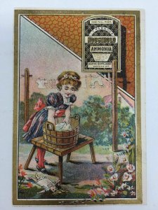 C.C. Parsons Ammonia Trade Card Young Girl Washing Laundry Doll Bloomers