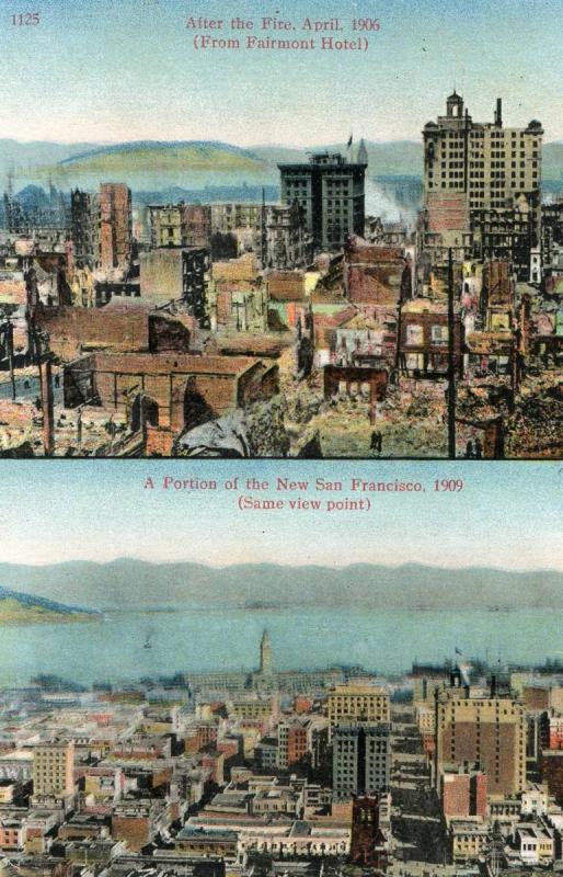 CA - San Francisco. April 1906 Earthquake & Fire. Rebuilding: Before and Afte...