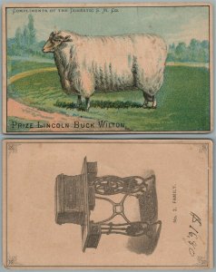 PRIZE LINCOLN BUCK WILTON SEWING MACHINE ANTIQUE TRADE CARD