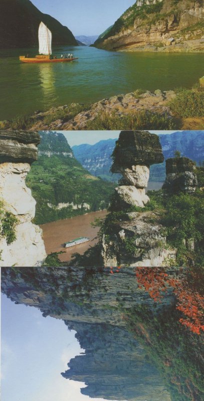 Three Gorges Dam Ship Shadow Play China Goddess Peak 3x Postcard s