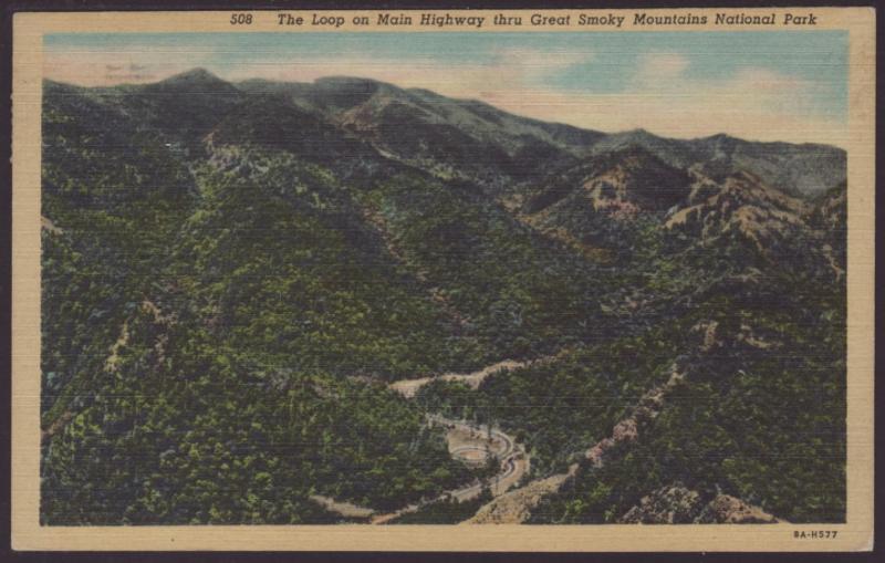 The Loop.Main Highway,Great Smoky Mountains Postcard